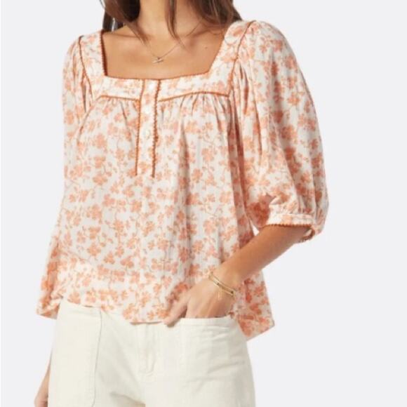 JOIE Leroye Short Sleeve Cotton Top Porcelain Multi Women’s Sz XL NWT - Picture 3 of 9